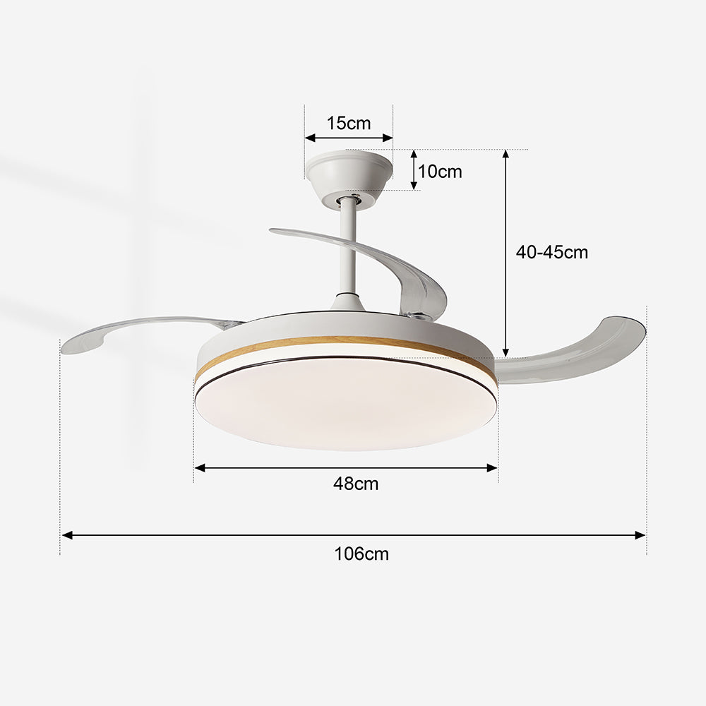 Lámpara de Techo con Ventilador LED 60W - 3 Colores de Luz Ajustables - 6 Velocidades - Control Remoto Incluido