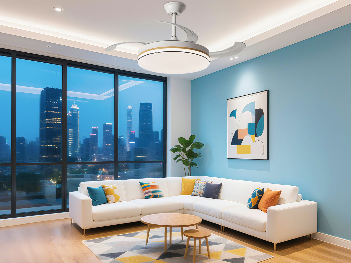 Lámpara de Techo con Ventilador LED 60W - 3 Colores de Luz Ajustables - 6 Velocidades - Control Remoto Incluido